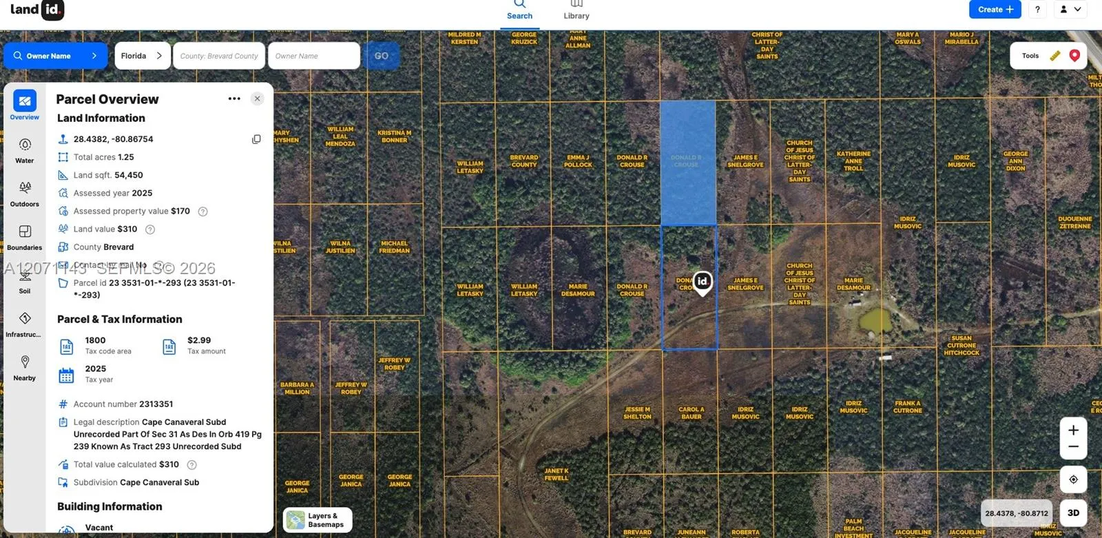Foto de propiedad en 2 Unknown, Cocoa, FL 32926 Cocoa con MLS# 