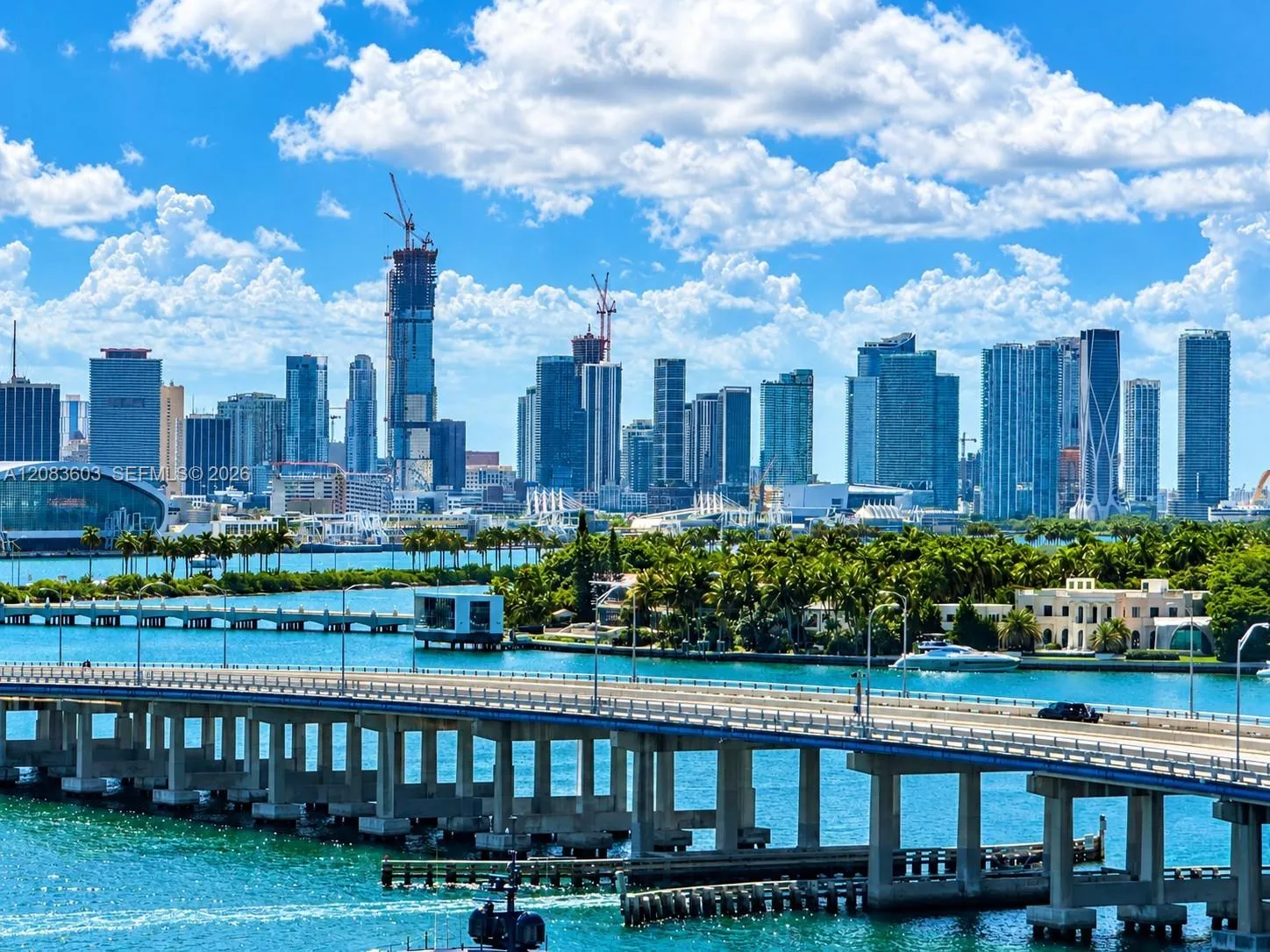 Downtown Miami, cruise ship terminals, and Star Island mansions. All panoramic photos taken from unit's terrace.