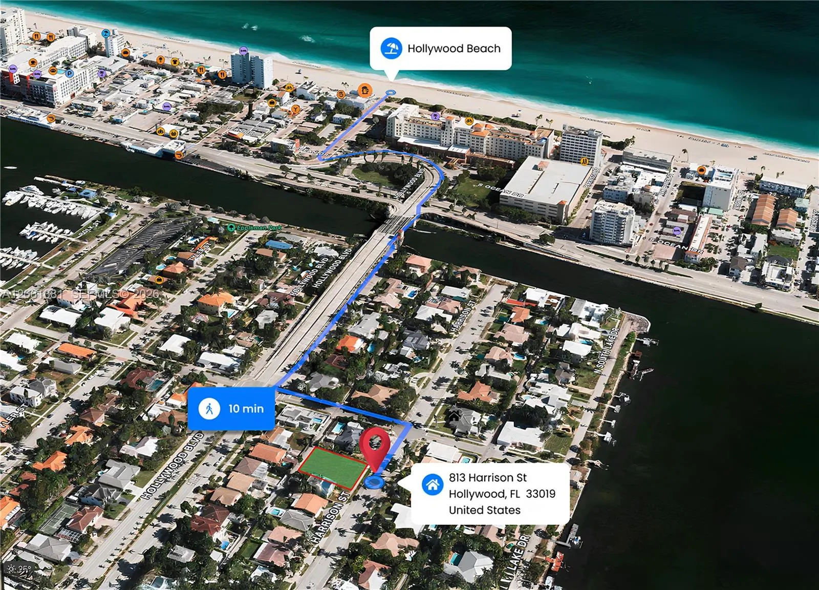 Foto de propiedad en 813 Harrison Street, Hollywood, FL 33019 Hollywood con MLS# 