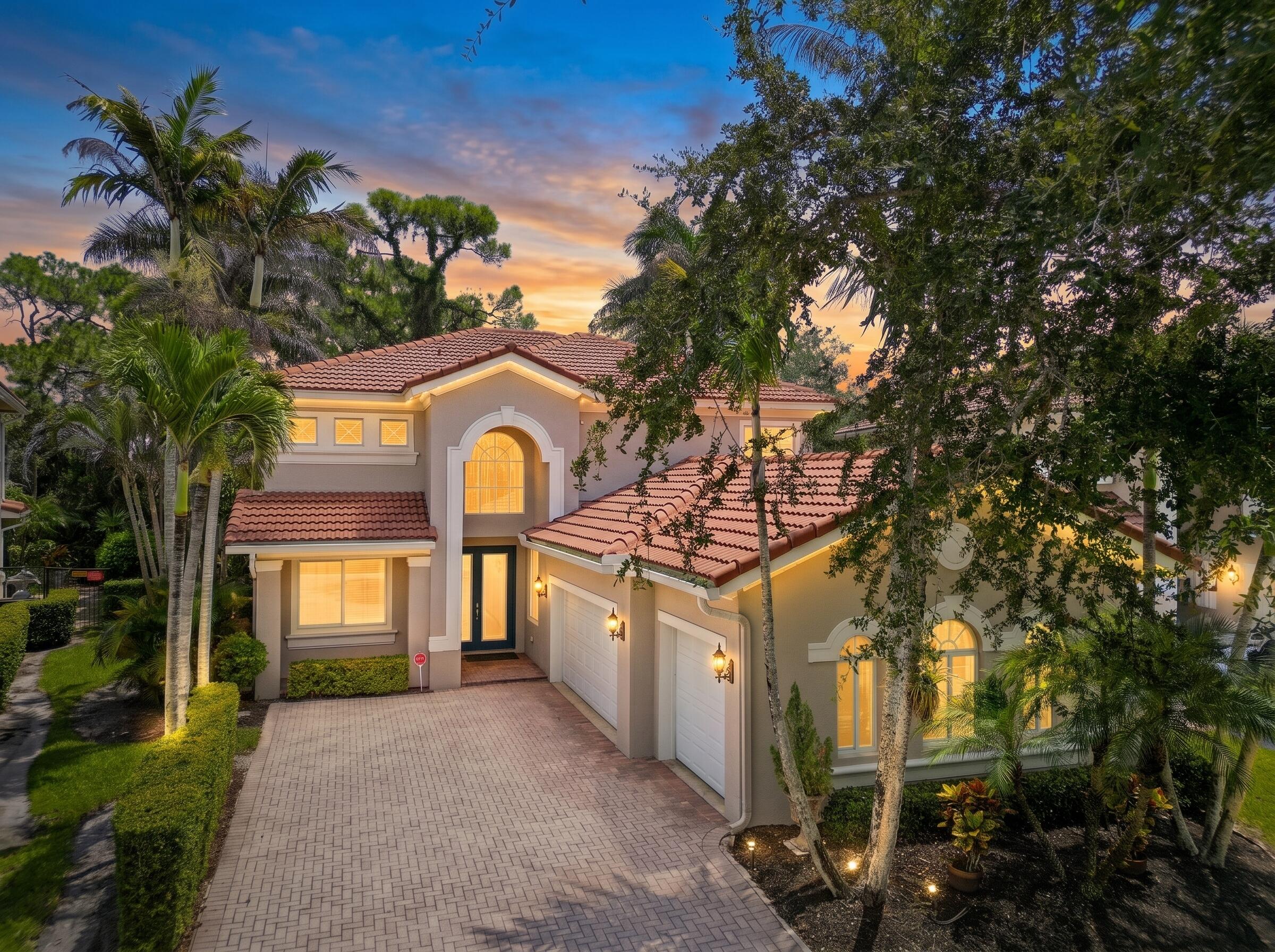 Front of home with evening AI enhancement