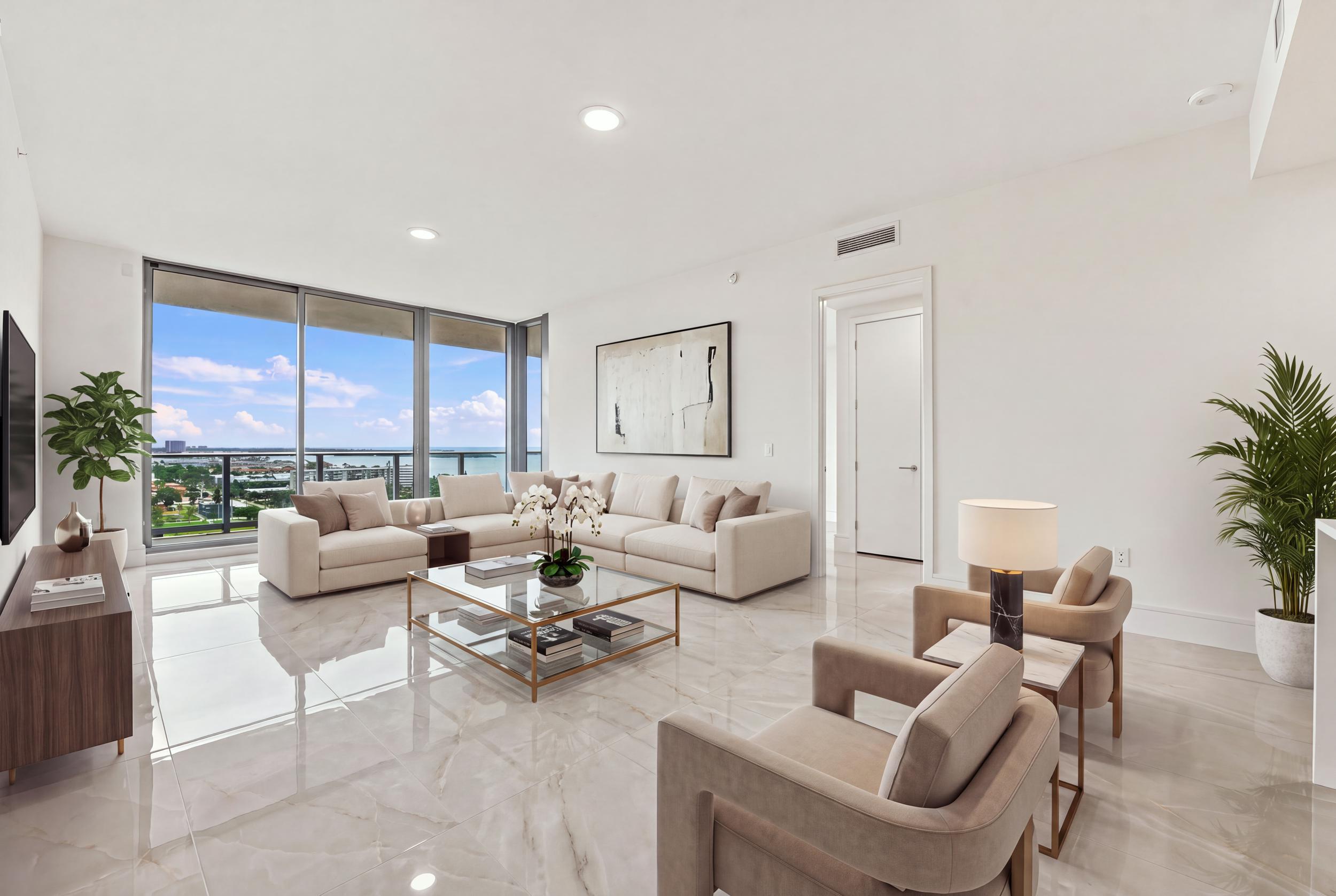 Virtually staged living room