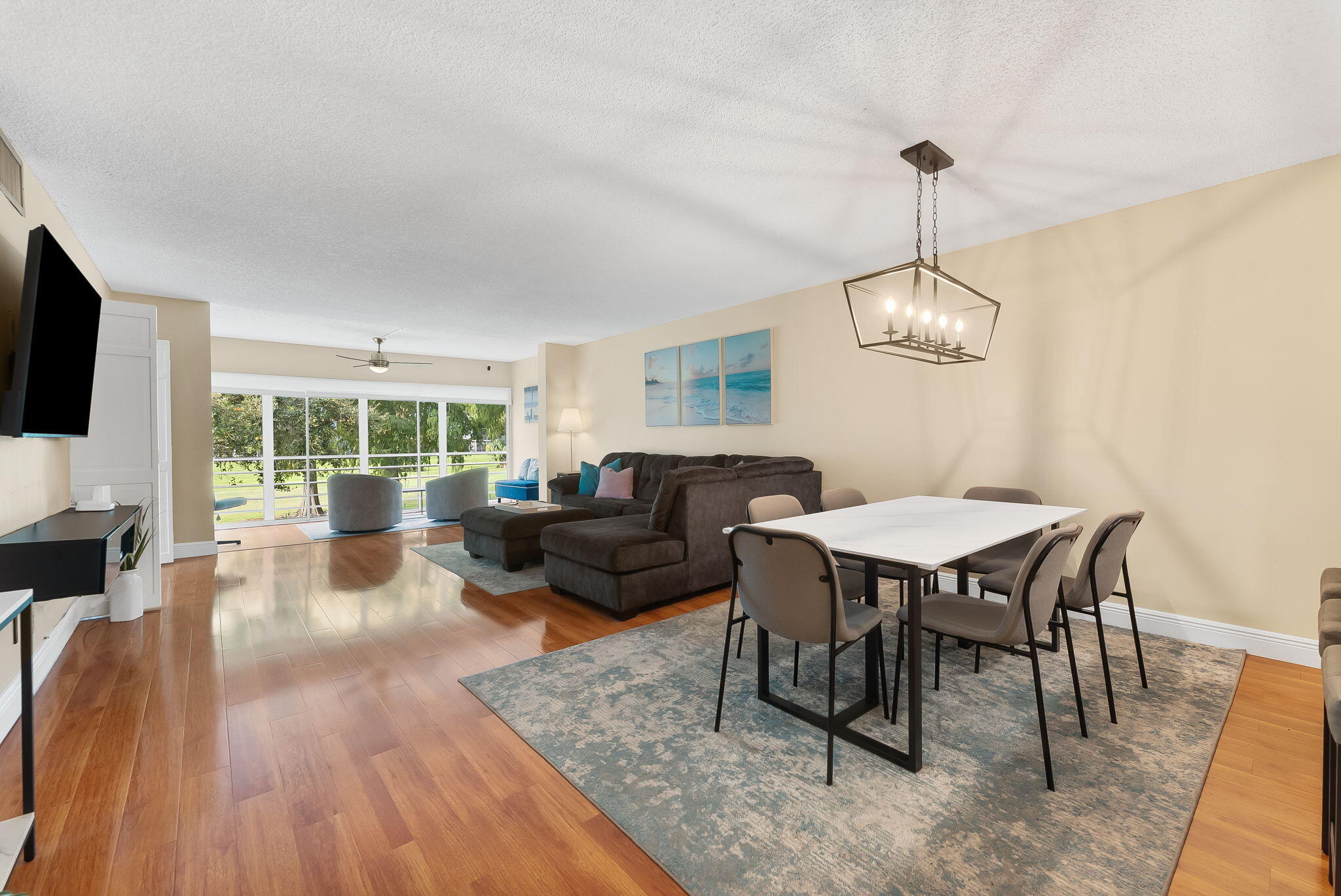 Spacious, open floor plan concept with views of the golf course.
