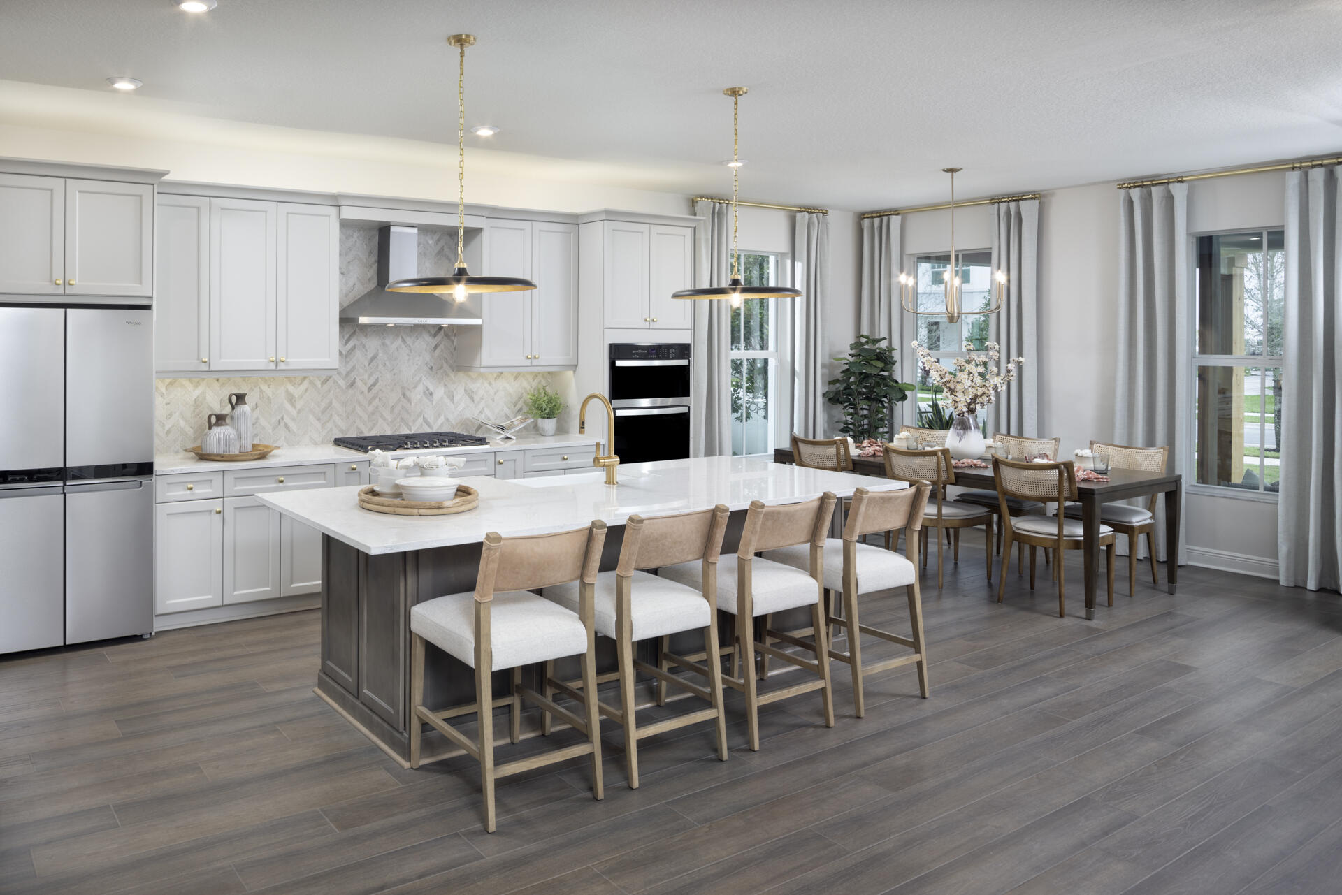 Stock photos represent builder's floorplan