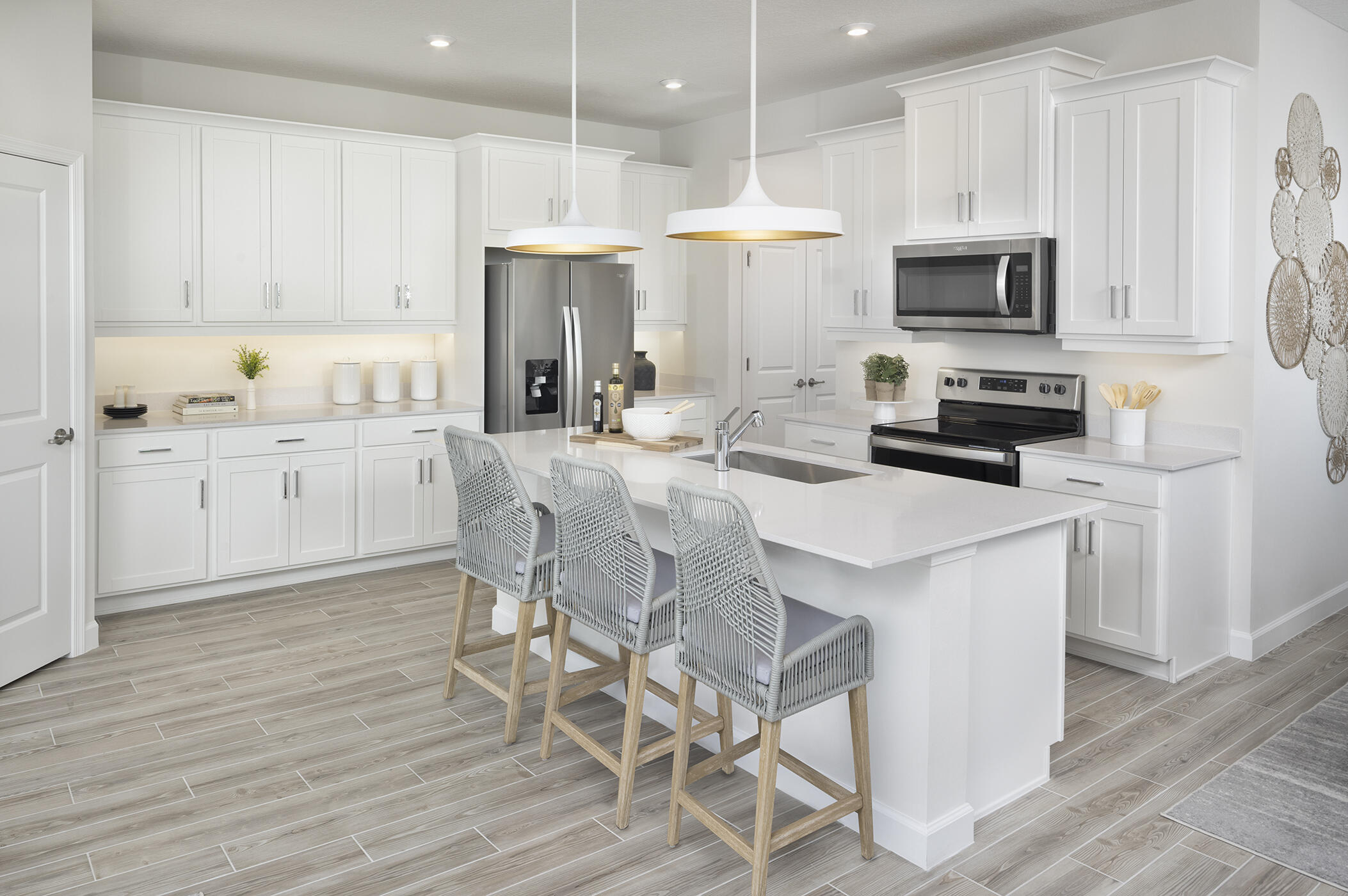 Stock photos represent builder's floorplan