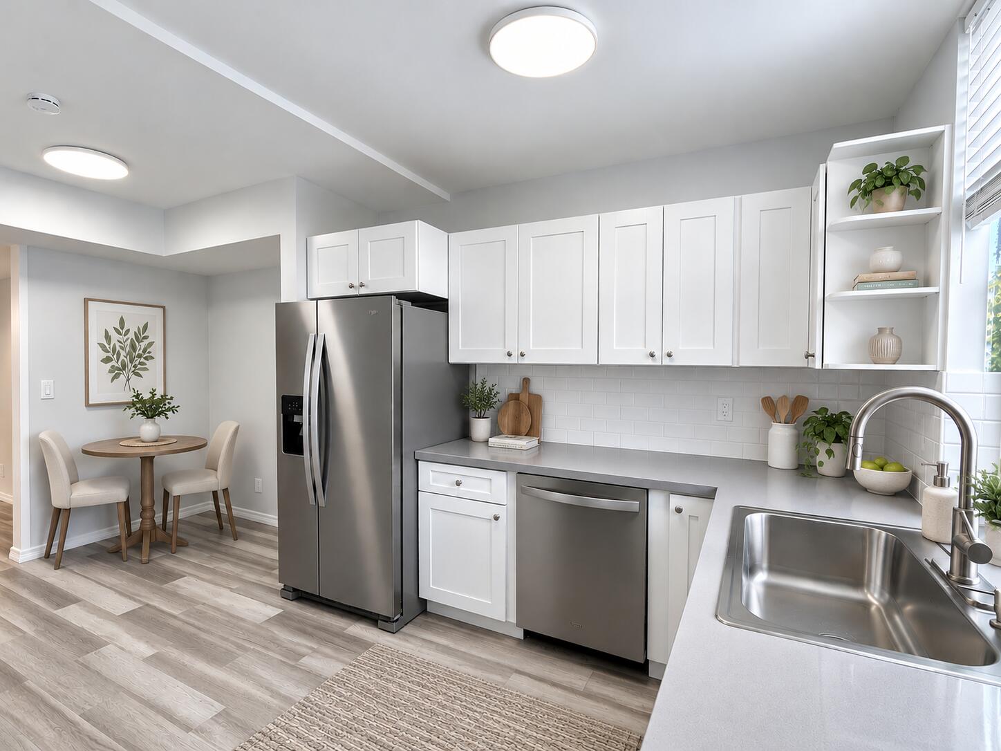 Kitchen and breakfast nook (Digitally Staged)
