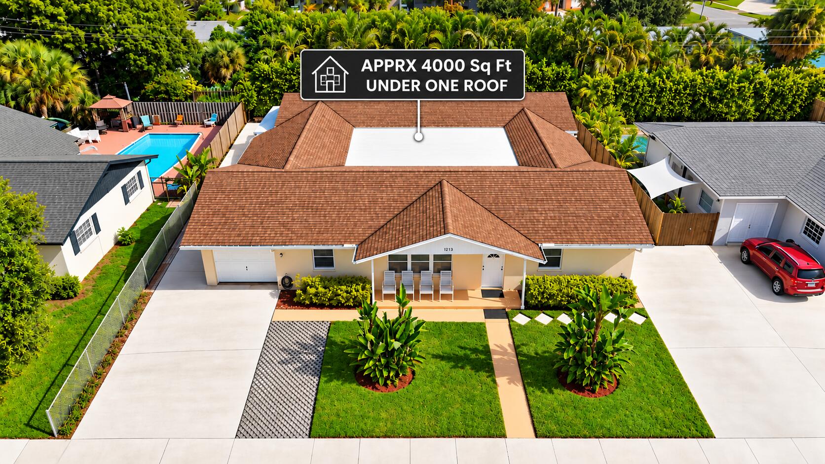 Main House 3/2 w/ 1 car garage, Efficiency Suite, 8-10 Car Attached Garage with/ A/C, and Full Office and Full bath attached via the Garage