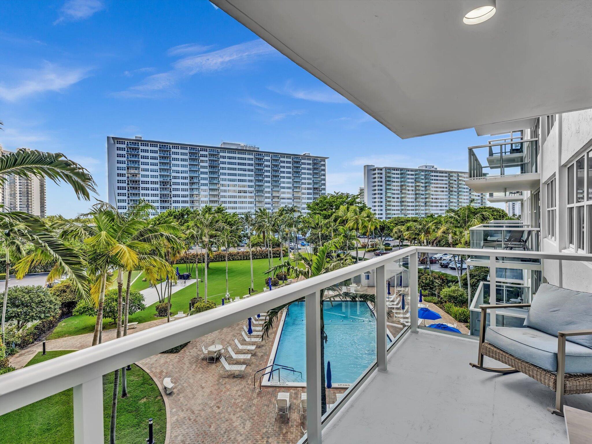 Glass Balcony with Pool View