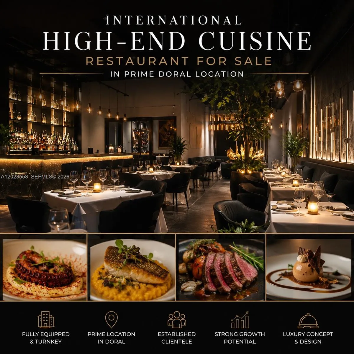 En Venta International High-End International High-end Cuisine Rest for Sale in Prime Doral Locati, Doral, FL 33166, Doral, FL 33166