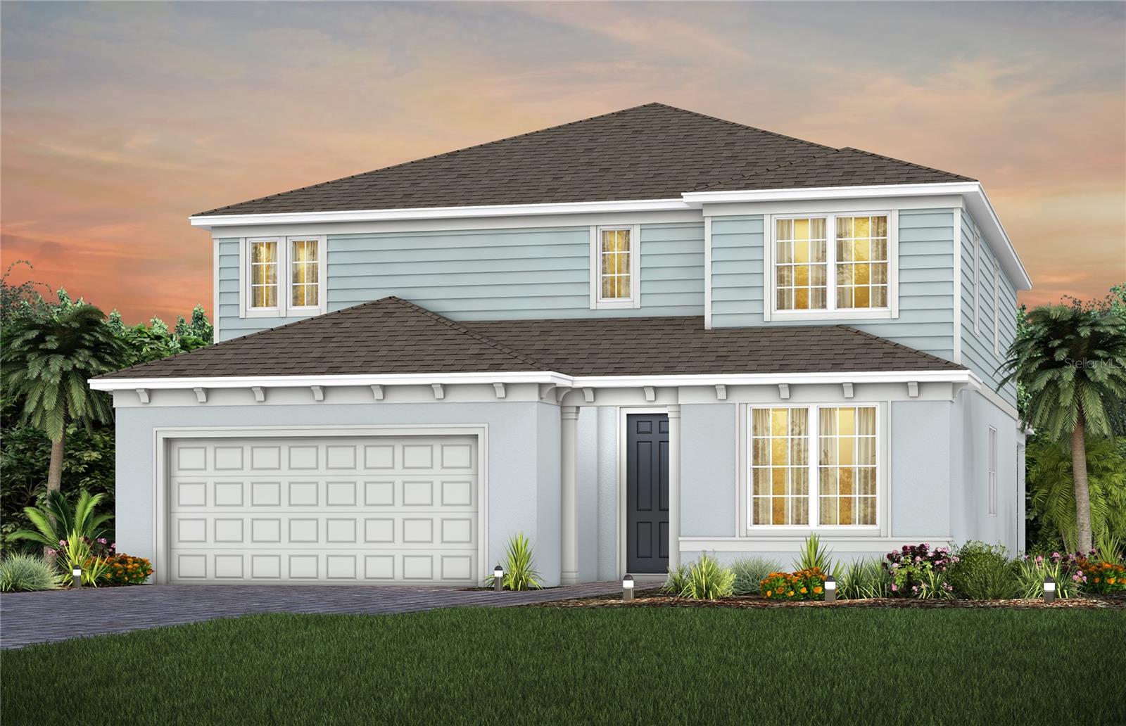 Exterior Design. Artistic rendering for this new construction home. Pictures are for illustrative purposes only. Elevations, colors and options may vary.