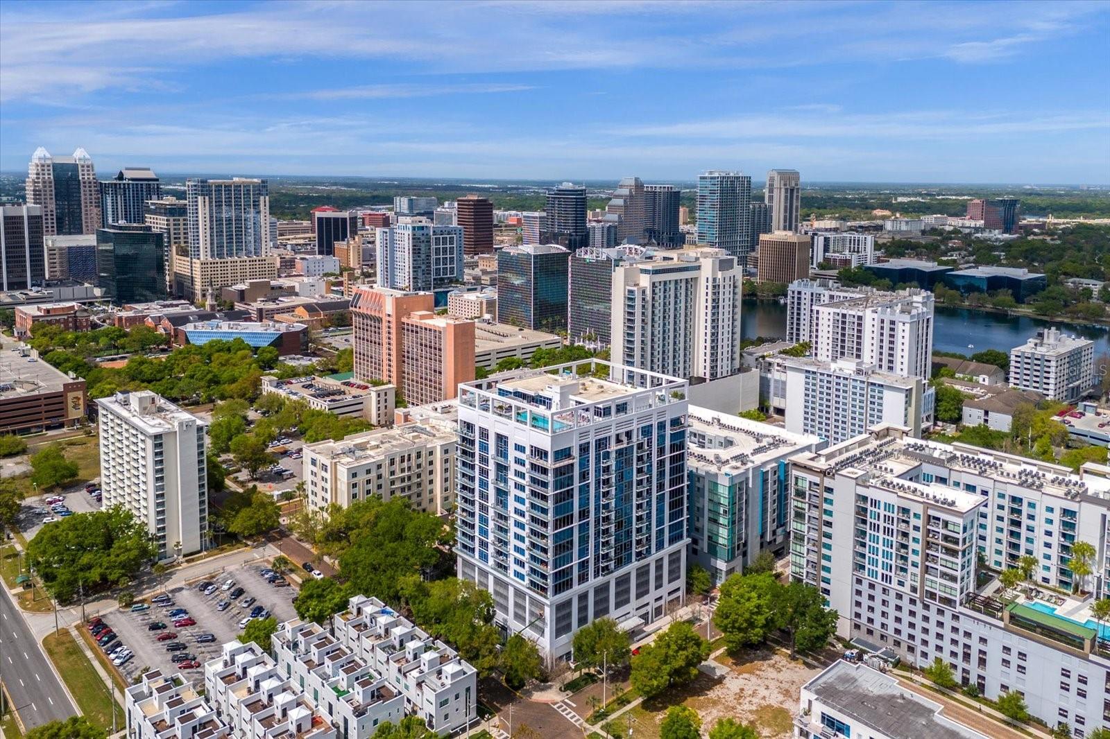Star Tower. Downtown Orlando. 32801. Corner Unit 1406 faces directly towards the former Suntrust building.
