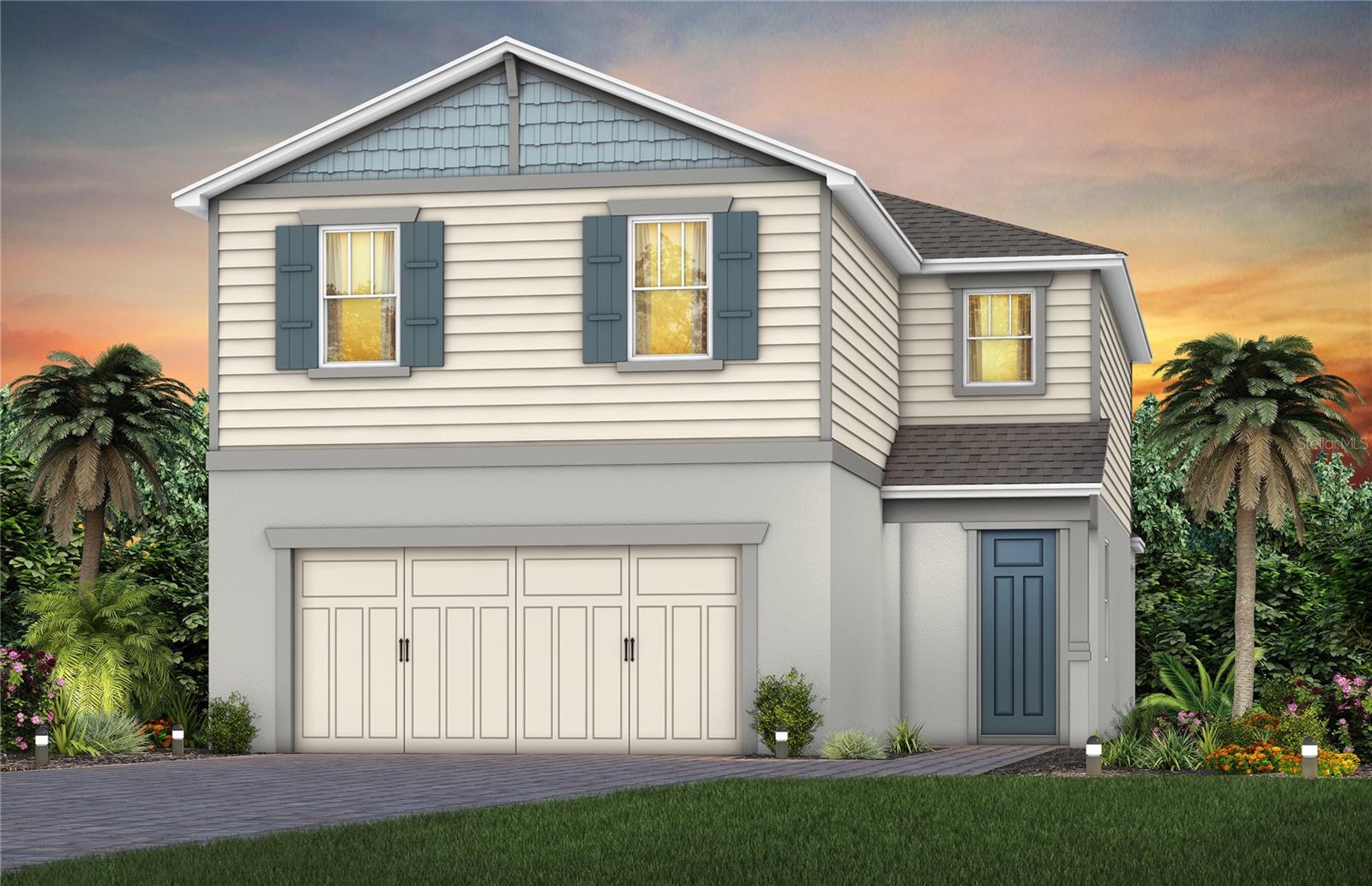 Exterior Design. Artistic rendering for this new construction home. Pictures are for illustrative purposes only. Elevations, colors and options may vary.