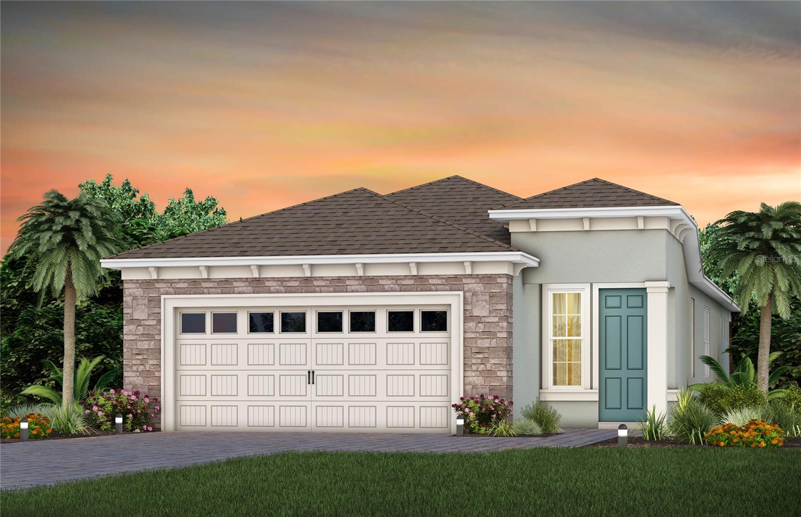 Exterior Design. Artistic rendering for this new construction home. Pictures are for illustrative purposes only. Elevations, colors and options may vary.