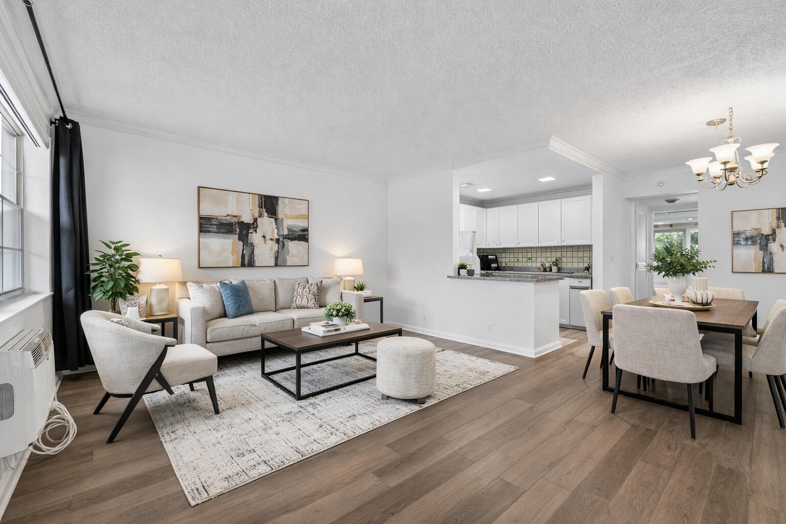 Living Room & Dining Area (AI Image) virtually staged